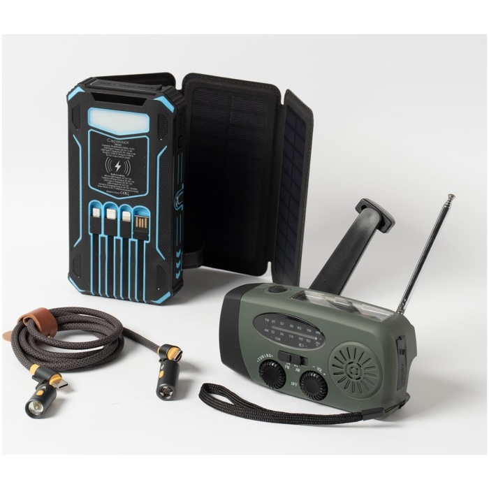 Power Pack – Solar Power Bank, nødradio +3-i-1 kabel (på lager til november - bestil nu )